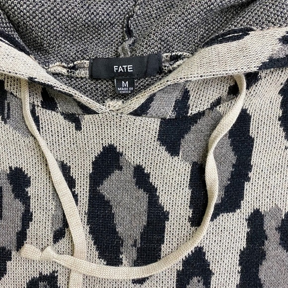 Fate Wool Blend Hoodie Sweater Liza Leopard Distressed Pull Over‎ - Picture 3 of 10